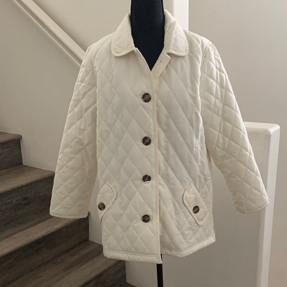 Blair Women's Cream Quilted Lightweight Chore Jacket.